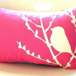 Hot Pink Bird On Cherry Blossom Pillow - thumbnail 4
