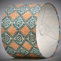 Green Orange Indian Lampshade, Table Floor Lamp/Ceiling Pendant Small Medium Large 15cm 20cm 25cm 30cm 35cm 40cm Fabric Drum Light Shade - thumbnail 3
