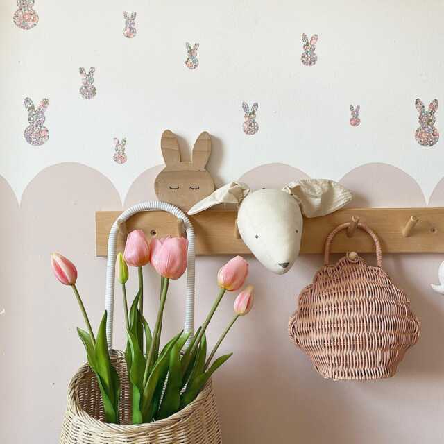 Liberty Bunny Rabbit Wall Decal Stickers, Cute Nursery Decor, Girls Room Pretty Cottage Style, Bunnies - image 1