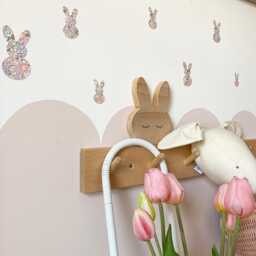 Liberty Bunny Rabbit Wall Decal Stickers, Cute Nursery Decor, Girls Room Pretty Cottage Style, Bunnies - thumbnail 3