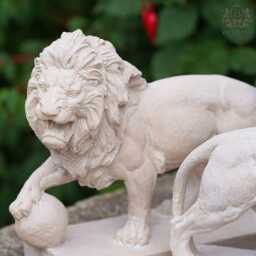 Pair Of Large Lion Statues - Antique Style French Resin Garden Home Ornament - thumbnail 3