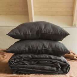 Linen Bedding Set in Charcoal. Duvet Cover Set. Queen, King Size - thumbnail 2