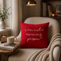 I Am Not A Morning Person Pillow, Funny Quote Cushion, Couch Farmhouse Living Room Decor, New Home Gift - thumbnail 2