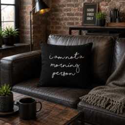I Am Not A Morning Person Pillow, Funny Quote Cushion, Couch Farmhouse Living Room Decor, New Home Gift - thumbnail 3