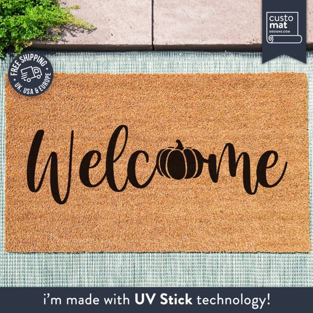 Pumpkin Welcome Doormat - Spooky Halloween Mat Season Fall D??cor Custom - image 1