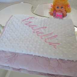 Personalized Minky Baby Girl Blanket, Rosewater Cuddle Fabric - thumbnail 2
