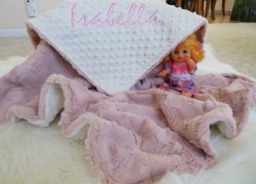Personalized Minky Baby Girl Blanket, Rosewater Cuddle Fabric - thumbnail 1