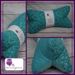 Reading Bone Flower Tendril Turquoise - Neck Pillow Neck Roll Cushion Tablet Holder Bookend Decoration Washable - thumbnail 2