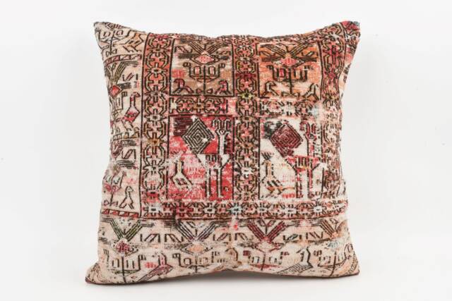 Vintage Turkish Kilim Pillow Cover 20''x20'' Bohemian Cushion - image 1
