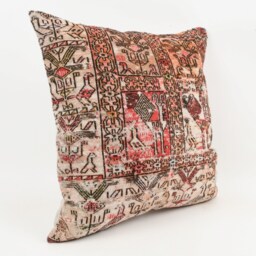 Vintage Turkish Kilim Pillow Cover 20''x20'' Bohemian Cushion - thumbnail 3