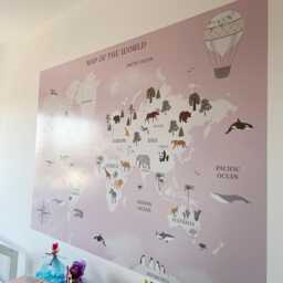 Map Of The World Wall Sticker For Kids Pastel Pink Children Educational Decal - thumbnail 2