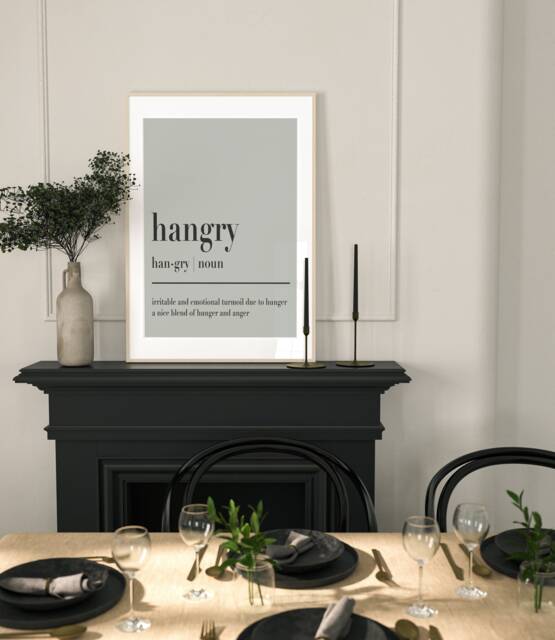 Hangry Noun Ampersand Poster, Quote Print, Retro Typography Minimalist Home Decor, Modern Slogan Wall Art, Office, Lounge, A2 A1 - image 1