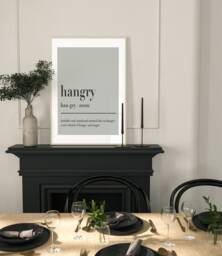Hangry Noun Ampersand Poster, Quote Print, Retro Typography Minimalist Home Decor, Modern Slogan Wall Art, Office, Lounge, A2 A1 - thumbnail 1