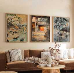 Set Of 3 Hoi An Posters, Vietnam Travel Prints, Wall Art, Poster Set, Decor - thumbnail 1