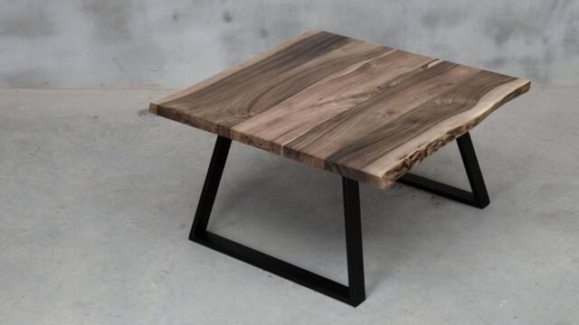 Live Edge Coffee Table With Steel Legs, European Walnut Table, Industrial End Table - image 1