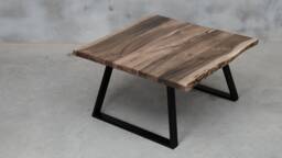 Live Edge Coffee Table With Steel Legs, European Walnut Table, Industrial End Table - thumbnail 1