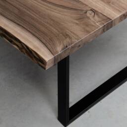 Live Edge Coffee Table With Steel Legs, European Walnut Table, Industrial End Table - thumbnail 4