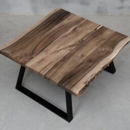 Live Edge Coffee Table With Steel Legs, European Walnut Table, Industrial End Table - thumbnail 3