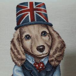 Jacquard Tapestry Cushion Cover Kepi Dog English Flag 45 X cm - Trendy Decor Decorative Housewarming Birthday - thumbnail 2