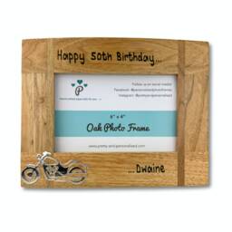 "Motorbike Personalised Oak Wooden Photo Frame - Dad Uncle Husband Biker Gift Birthday Anniversary Father's Day 6x4"" Or 7x5" - thumbnail 3