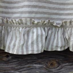 Linen Valance With Ruffles, Striped Curtain, Window Panel French Country Shabby Chic Cafe Curtains - thumbnail 3