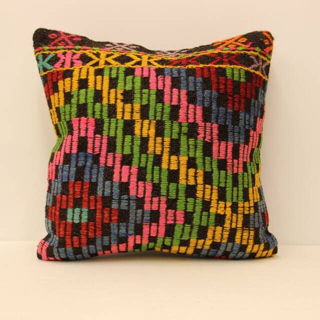 Handmade Kilim Pillow Cover 18x18 Rustic Wool Boho Decor - image 1