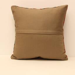 Handmade Kilim Pillow Cover 18x18 Rustic Wool Boho Decor - thumbnail 4