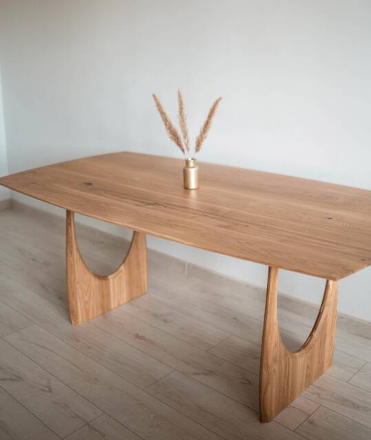 Handmade Solid Oak Dining Table, Live Edge, Scandinavian Design - 180x100 cm - image 1