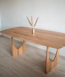 Handmade Solid Oak Dining Table, Live Edge, Scandinavian Design - 180x100 cm - thumbnail 1