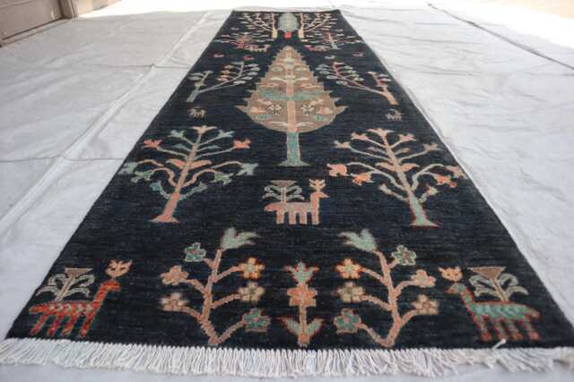 2'9x9'9 Trees Kazak Runner Rug, Medallion Farmhouse Wool Area Afghan Luxury Design Bedroom Living Room Stair Rug - image 1