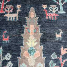 2'9x9'9 Trees Kazak Runner Rug, Medallion Farmhouse Wool Area Afghan Luxury Design Bedroom Living Room Stair Rug - thumbnail 3