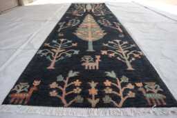 2'9x9'9 Trees Kazak Runner Rug, Medallion Farmhouse Wool Area Afghan Luxury Design Bedroom Living Room Stair Rug