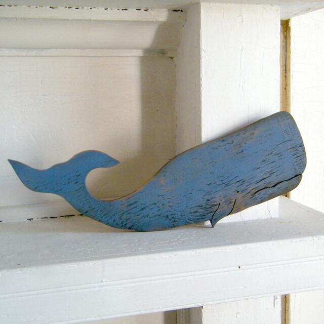 Moby Whale Art Wooden Beach Wall Decor Sperm Nautical Coastal - image 1
