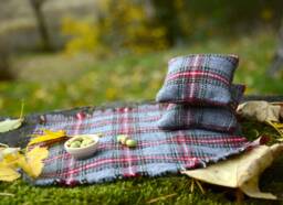 Dollhouse Miniature Picnic Rug & Cushions Tartan Scottish Blanket - thumbnail 1