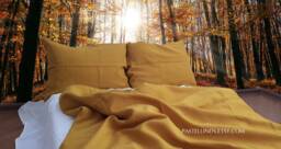 Mustard Duvet Cover - Yellow Duvet Cover Natural Organic Linen Bedding Full King Queen Twin - thumbnail 1