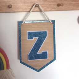 Personalised Wood & Acrylic Pennant Kids Initial Letter Wall Hanging For Room Or Door - thumbnail 3