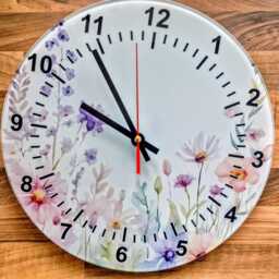 Glass Watercolour Wildflower Clock - Floral House D??cor Flower Wall Art Home Gift - thumbnail 4