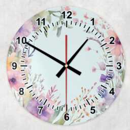 Glass Watercolour Wildflower Clock - Floral House D??cor Flower Wall Art Home Gift - thumbnail 2