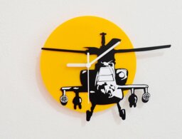 Apache Helicopter - Black & Yellow Silhouette Wall Clock