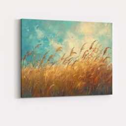 Golden Wild Meadow Tall Grass Impressionist Landscape Canvas Wall Art Print Decor Picture Ready To Hang - thumbnail 4