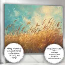 Golden Wild Meadow Tall Grass Impressionist Landscape Canvas Wall Art Print Decor Picture Ready To Hang - thumbnail 3