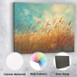 Golden Wild Meadow Tall Grass Impressionist Landscape Canvas Wall Art Print Decor Picture Ready To Hang - thumbnail 2