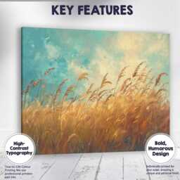 Golden Wild Meadow Tall Grass Impressionist Landscape Canvas Wall Art Print Decor Picture Ready To Hang