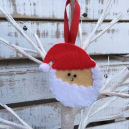 Set Of 3 Christmas Decorations, Traditional Stitched Felt Tree Ornaments, Santa Claus, Rudolph & Gingerbread Man - thumbnail 4