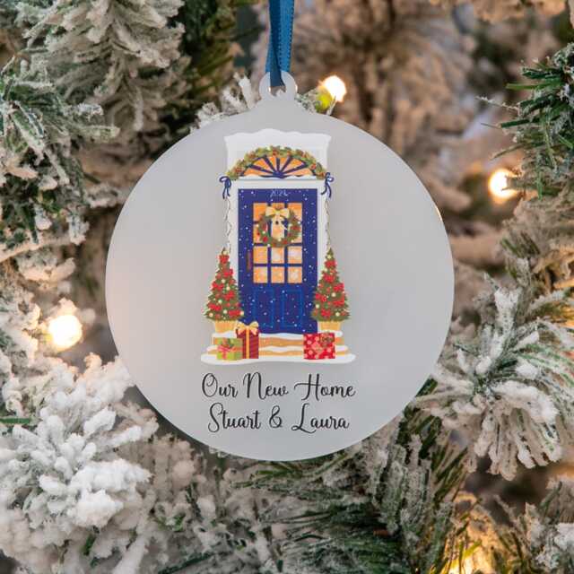 First Christmas At New Home Front Door Acrylic Bauble Tree Ornament - image 1