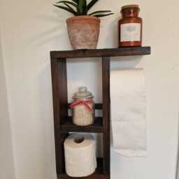 Toilet Roll Holder With Shelf - Rustic Bathroom Decor - Handmade Reclaimed Wood - thumbnail 3