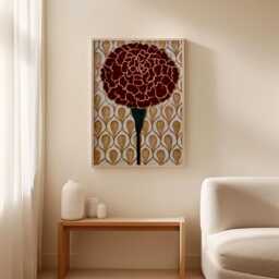 Burgundy Marigold Poster, Vintage Botanical Paper Wall Art - thumbnail 3