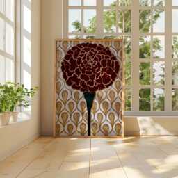 Burgundy Marigold Poster, Vintage Botanical Paper Wall Art - thumbnail 4