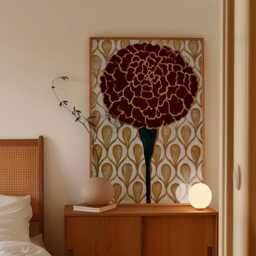 Burgundy Marigold Poster, Vintage Botanical Paper Wall Art - thumbnail 2