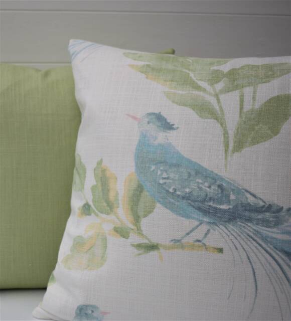 Laura Ashley Birds Cushion Handmade Harewood Duck Egg Pillow With Zip Fastening 16 - image 1
